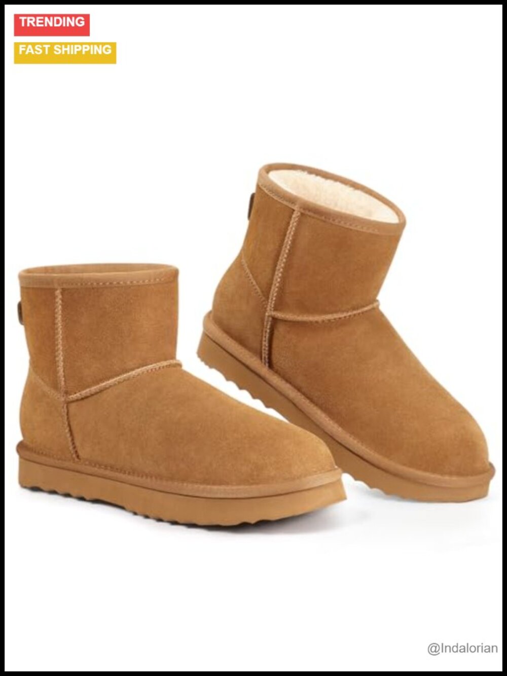 Genuine Suede Mini Boots Faux Fur Lined Ankle Snow Booties Winter Slip-On
